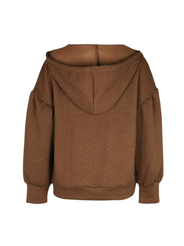 Women's new solid color knitted long hooded sweatshirt - THE QUEEN RUNWAY