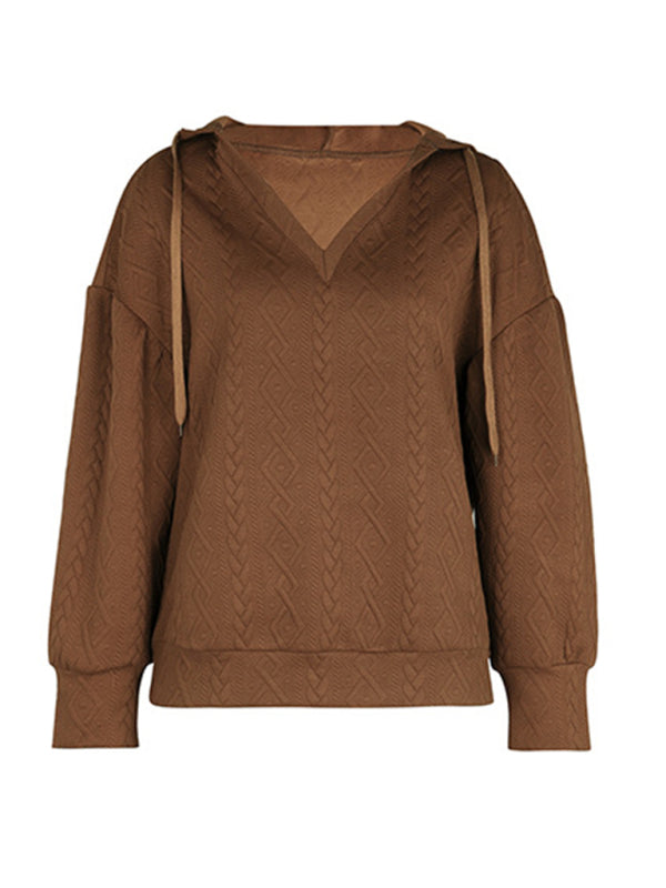 Women's new solid color knitted long hooded sweatshirt - THE QUEEN RUNWAY