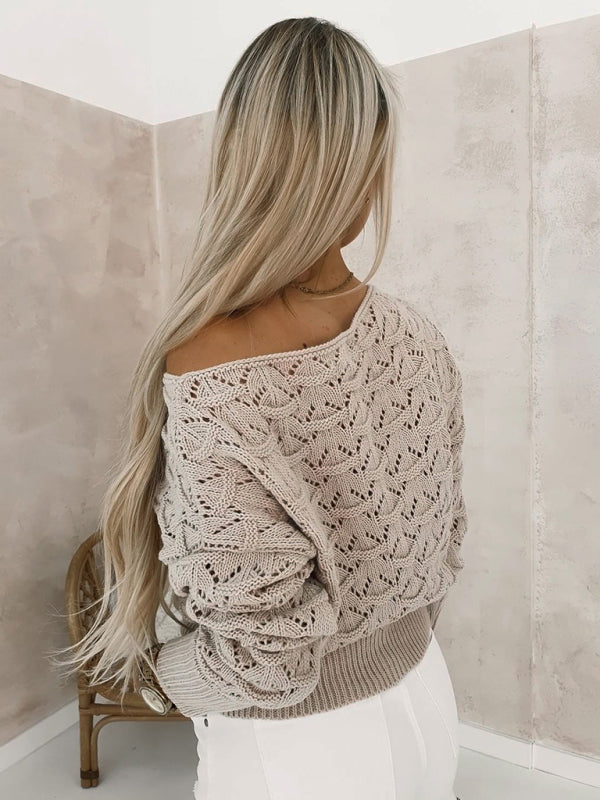 Women's One Shoulder Hollow Casual Commuting Long Sleeve Pullover Sweater - THE QUEEN RUNWAY