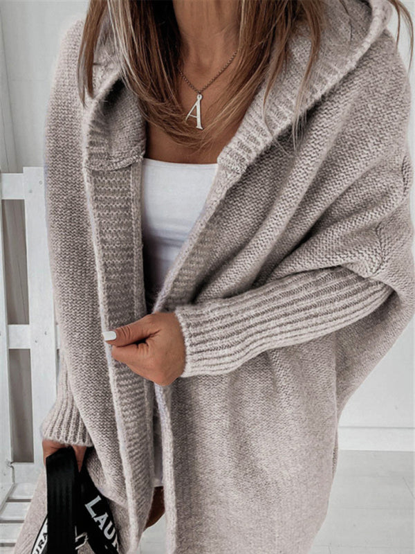 New hooded sweater with hood collar, commuter bat shape, soft and loose back splicing sweater - THE QUEEN RUNWAY