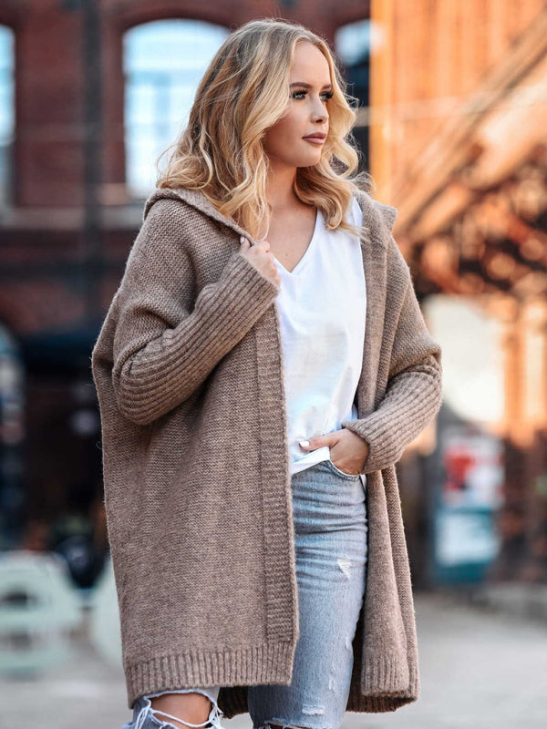 New hooded sweater with hood collar, commuter bat shape, soft and loose back splicing sweater - THE QUEEN RUNWAY