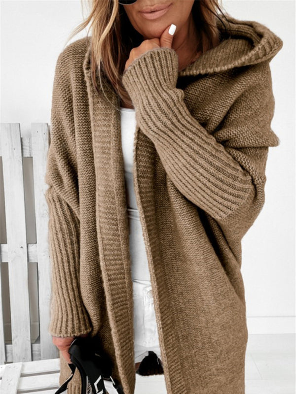 New hooded sweater with hood collar, commuter bat shape, soft and loose back splicing sweater - THE QUEEN RUNWAY