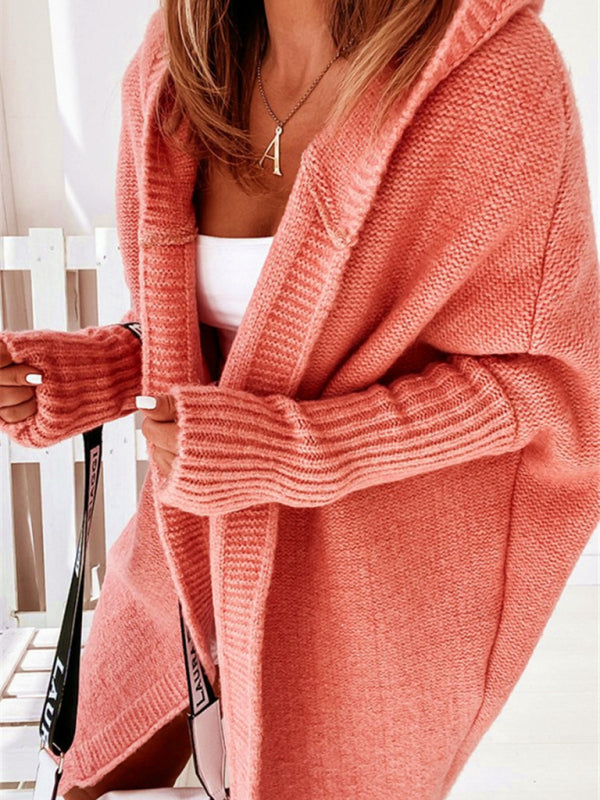 New hooded sweater with hood collar, commuter bat shape, soft and loose back splicing sweater - THE QUEEN RUNWAY