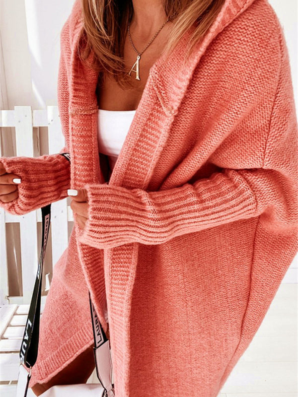 New hooded sweater with hood collar, commuter bat shape, soft and loose back splicing sweater - THE QUEEN RUNWAY
