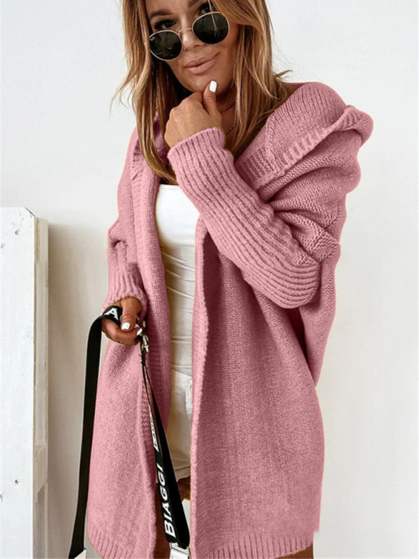 New hooded sweater with hood collar, commuter bat shape, soft and loose back splicing sweater - THE QUEEN RUNWAY