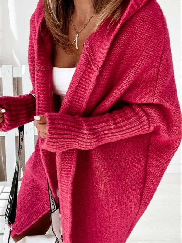 New hooded sweater with hood collar, commuter bat shape, soft and loose back splicing sweater - THE QUEEN RUNWAY