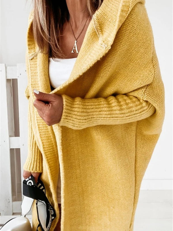 New hooded sweater with hood collar, commuter bat shape, soft and loose back splicing sweater - THE QUEEN RUNWAY
