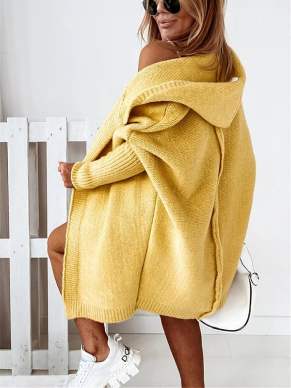 New hooded sweater with hood collar, commuter bat shape, soft and loose back splicing sweater - THE QUEEN RUNWAY