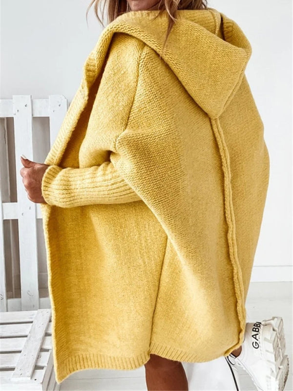 New hooded sweater with hood collar, commuter bat shape, soft and loose back splicing sweater - THE QUEEN RUNWAY
