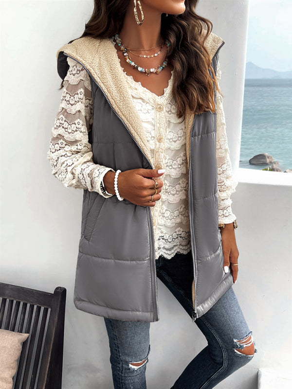 Women's new solid color winter loose commuting mid-length hooded cotton coat - THE QUEEN RUNWAY