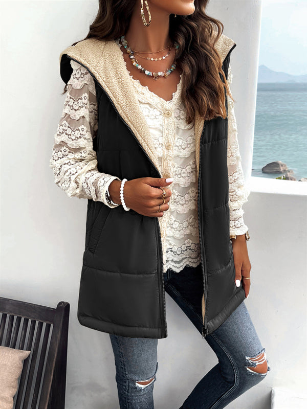 Women's new solid color winter loose commuting mid-length hooded cotton coat - THE QUEEN RUNWAY