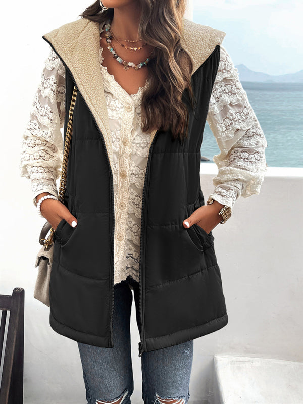 Women's new solid color winter loose commuting mid-length hooded cotton coat - THE QUEEN RUNWAY