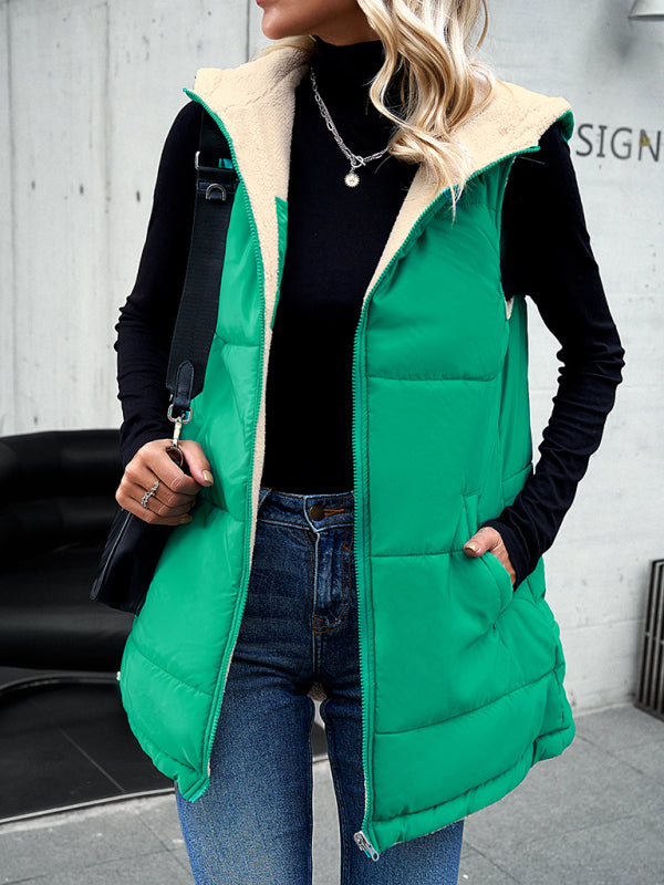 Women's new solid color winter loose commuting mid-length hooded cotton coat - THE QUEEN RUNWAY