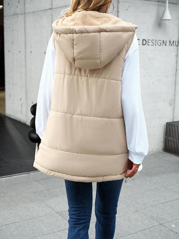 Women's new solid color winter loose commuting mid-length hooded cotton coat - THE QUEEN RUNWAY