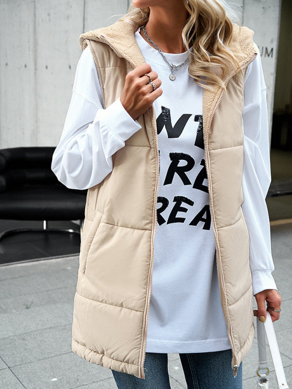 Women's new solid color winter loose commuting mid-length hooded cotton coat - THE QUEEN RUNWAY