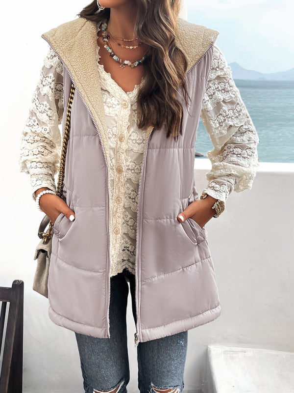 Women's new solid color winter loose commuting mid-length hooded cotton coat - THE QUEEN RUNWAY