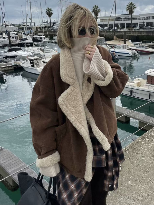 Women's New Retro Casual Lamb Wool Jacket - THE QUEEN RUNWAY