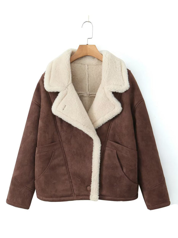 Women's New Retro Casual Lamb Wool Jacket - THE QUEEN RUNWAY