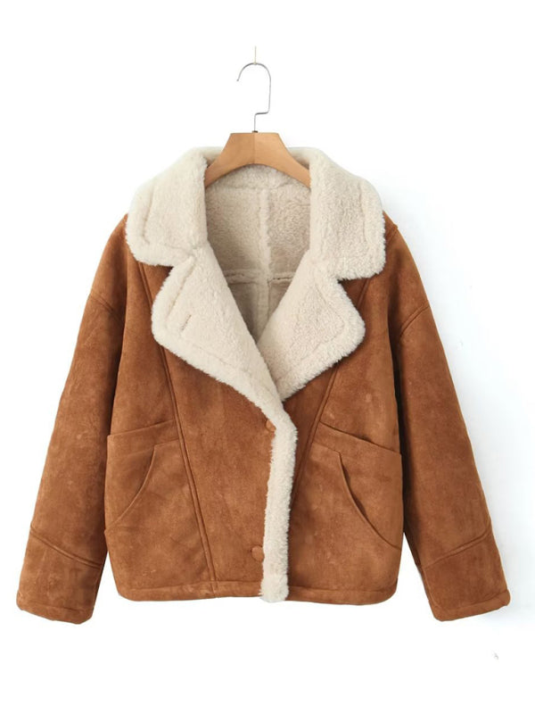 Women's New Retro Casual Lamb Wool Jacket - THE QUEEN RUNWAY