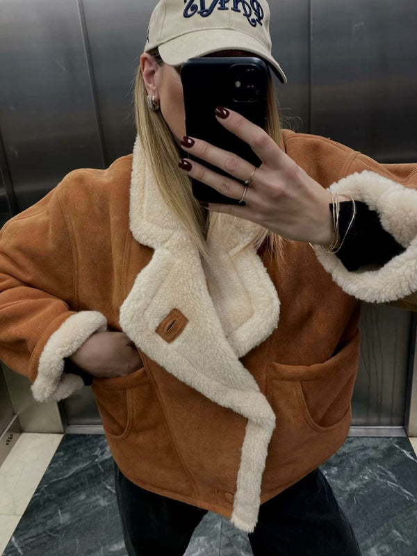 Women's New Retro Casual Lamb Wool Jacket - THE QUEEN RUNWAY