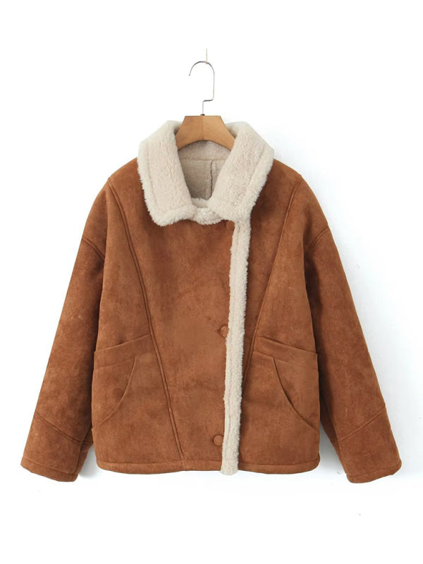 Women's New Retro Casual Lamb Wool Jacket - THE QUEEN RUNWAY