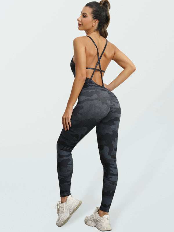 Women's sexy backless yoga fitness jumpsuitTHE QUEEN RUNWAY