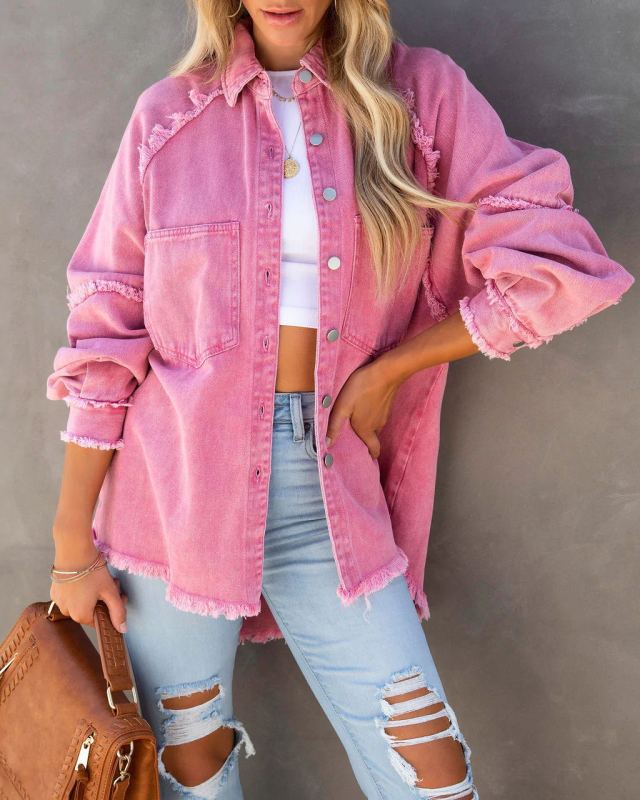 Casual Fringed Ripped Loose Denim Jacket - THE QUEEN RUNWAY